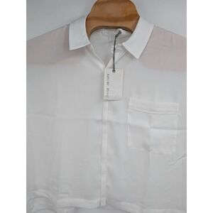 Barefoot Dreams NWT Women's Washed Satin Cropped Dream Shirt White sz XL